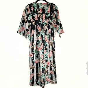 Vintage‎ Women's Retro Maxi Dress Size Medium Petite Striped Dopamine Dressing